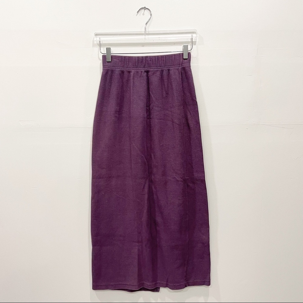 Basic Threads Ribbed Long Skirt Purple Pre-Shrunk Cotton Made In USA Medium